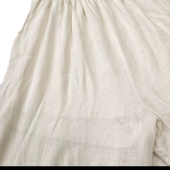 Audrey 3+1 Linen Blend Boho Wide Leg Off Shoulder Ruffle Ivory White Jumpsuit, S - Picture 12 of 15